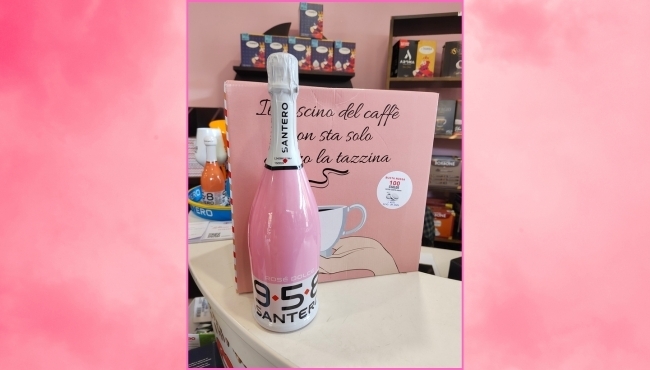 Pink! | 100 cialde di Caff Passion miscela Rosa e Bottiglia di Ros Dolce Santero 958 da 75cl